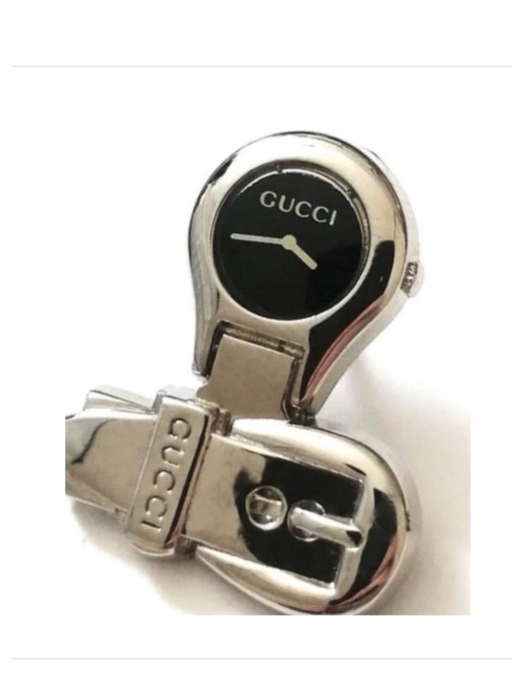GUCCI Vintage 6700L Lapel Pin Brooch Silvertone Stamped 1990s RARE